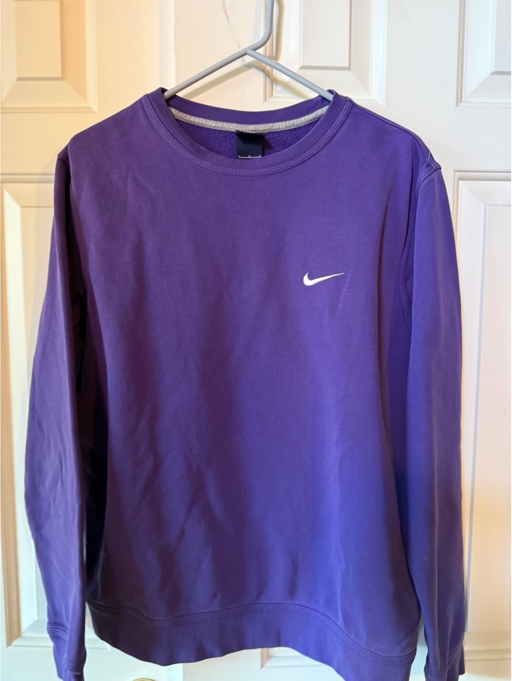 Nike Purple Crewneck Sweatshirt with White Swoosh Logo Size S